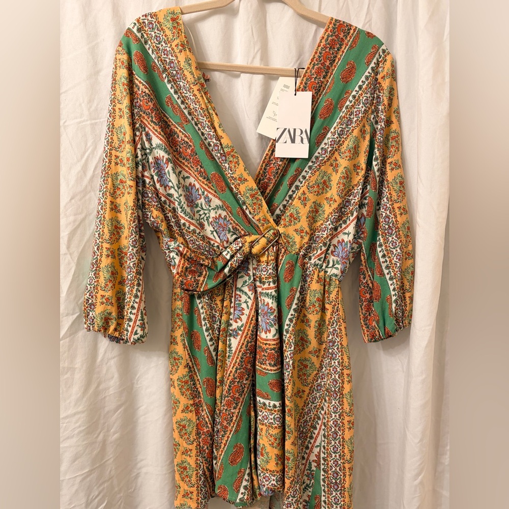 Zara Multicolor Paisley one piece Shorts Set Size M NWT